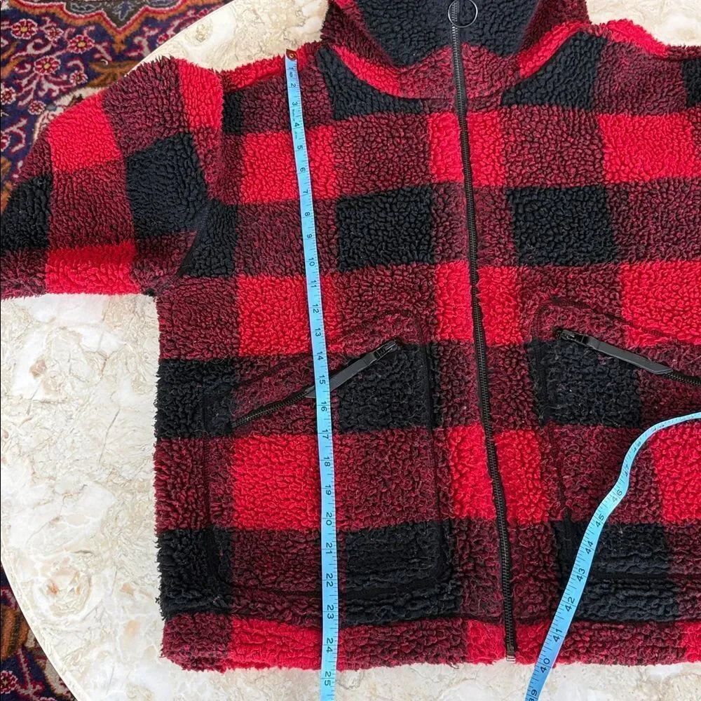Roots Buffalo Plaid Sherpa Jacket – Red & Black – Size M - Picture 17 of 17